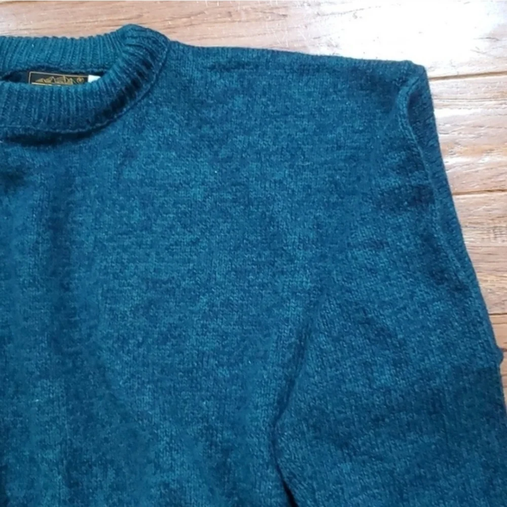 Eddie Bauer vintage 80s wool XL Tall sweater Men's Crewneck Sweater in Teal - Picture 2 of 8
